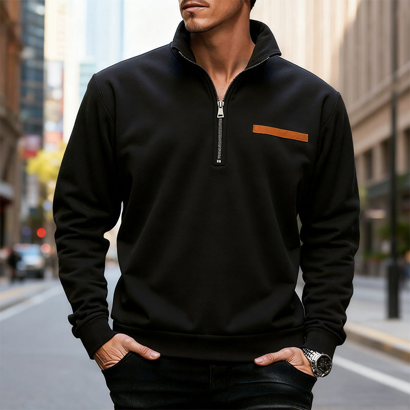 Men's Polyester Half Zip Long Sleeve Top