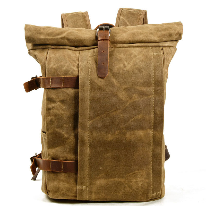 Canvas Roll-Top Vintage Motorcycle Backpack Mens