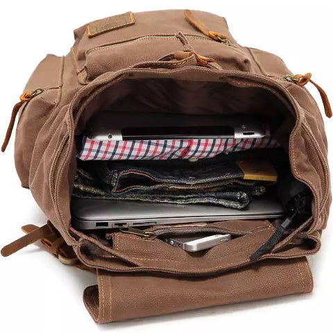 Vintage Canvas Backpack Durable Weather-Resistant Design
