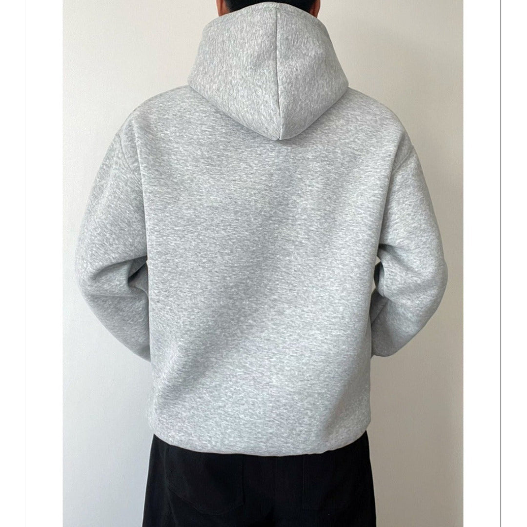 Detail view of the long sleeve cuff on a men's relaxed fit hoodie