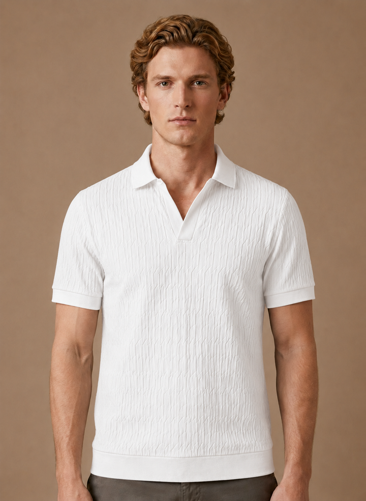 Men's Soft Textured Knit Polo Shirt Breathable Summer