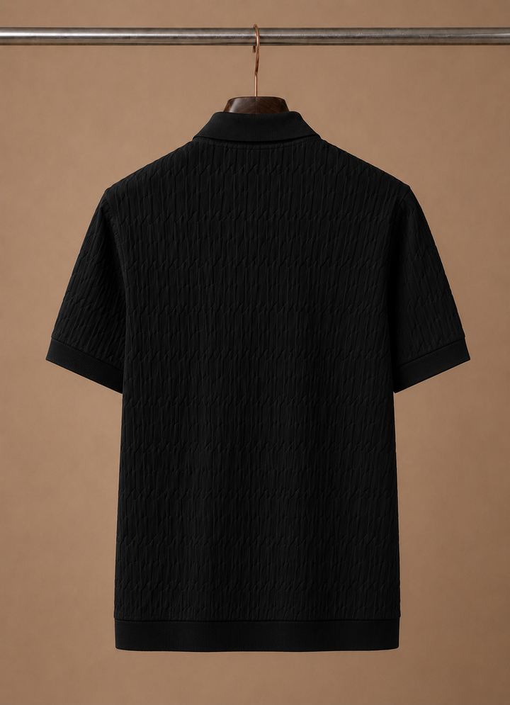 Men's Soft Textured Knit Polo Shirt Breathable Summer