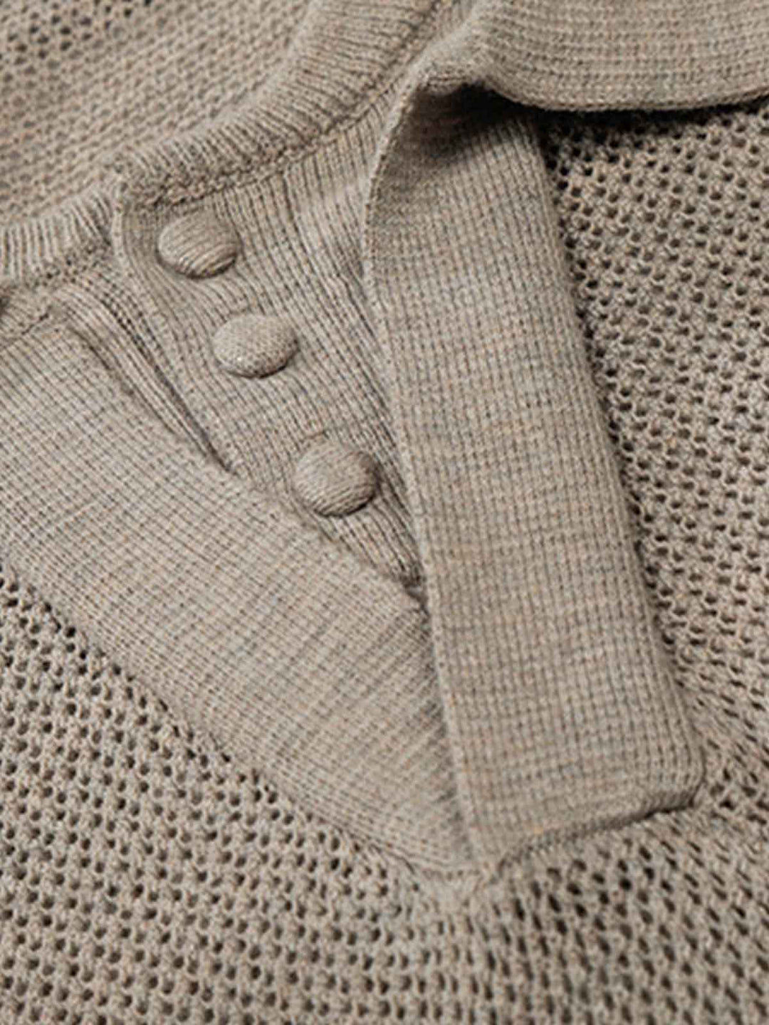 Layered Mesh Knit Hollow-Out Polo Shirt