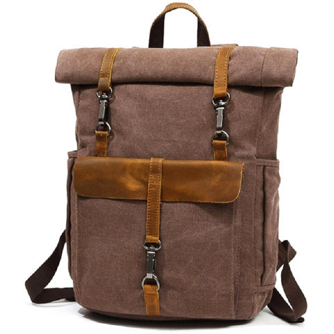 Vintage Canvas Roll-Top Backpack Men's
