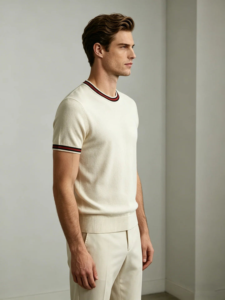 Men's Lightweight Knit Short-Sleeve Shirt White Tailored Fit