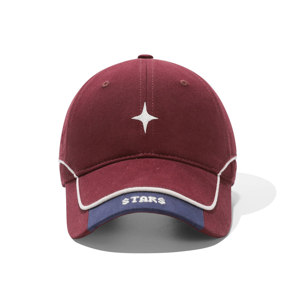 Angled view of men's baseball cap showing embroidered star detail
