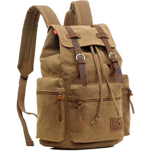Vintage Canvas Backpack Durable Weather-Resistant Design
