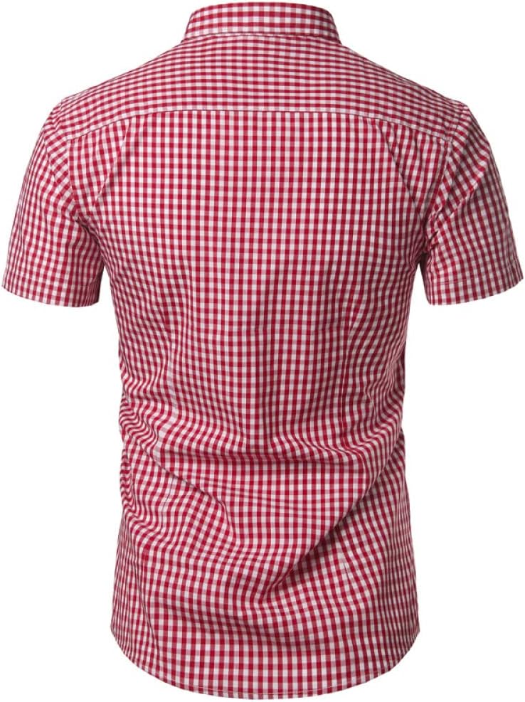 Short Sleeve Checkered Shirt Lightweight Breathable