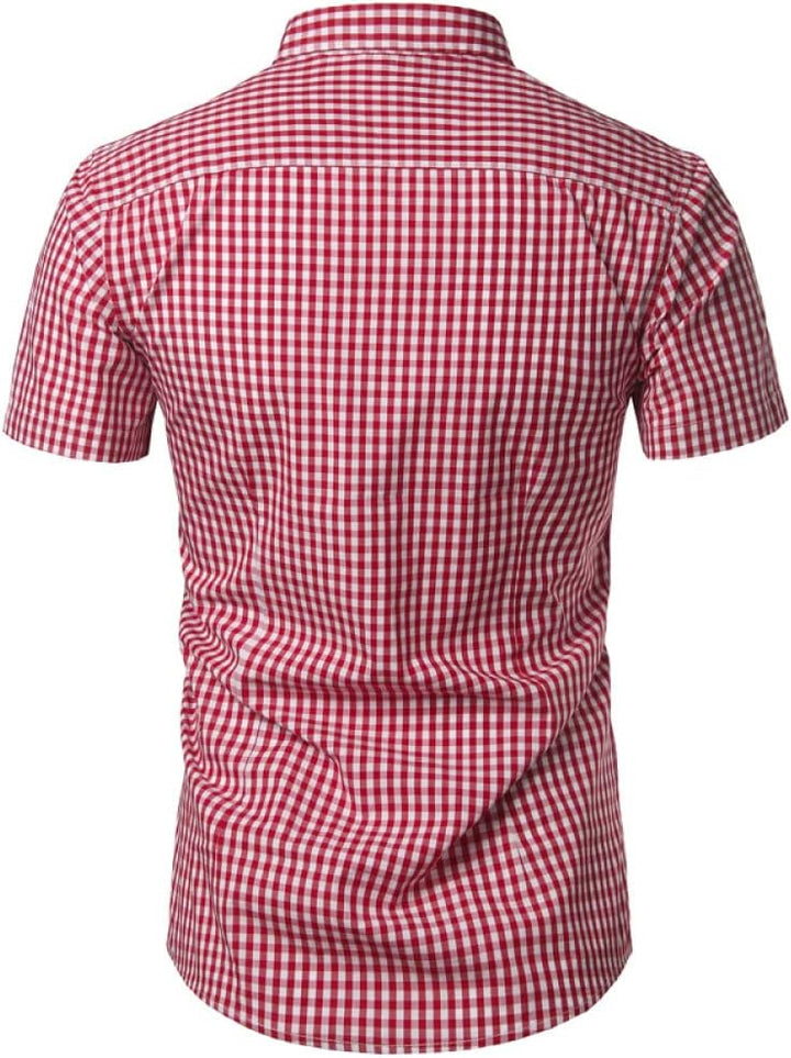Short Sleeve Checkered Shirt Lightweight Breathable