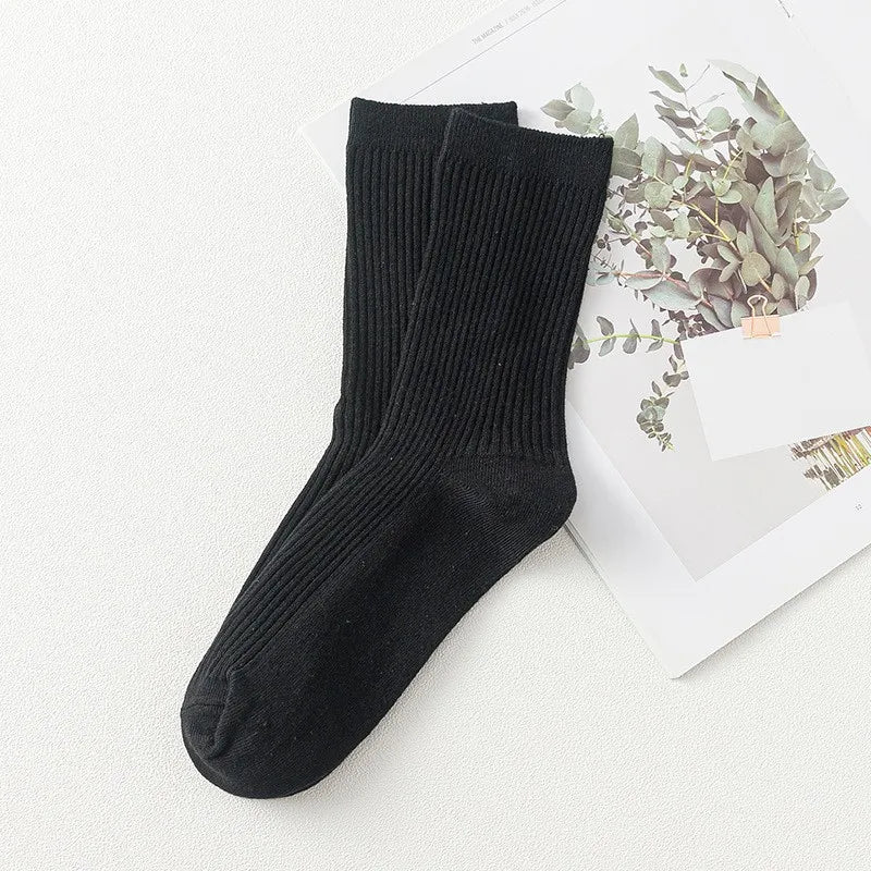 Men's Mid-Calf Cotton Socks Solid Color