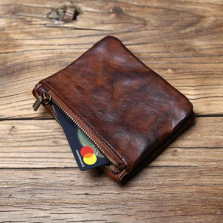 Full-Grain Leather Wallet Men's Compact Dual Closure Design