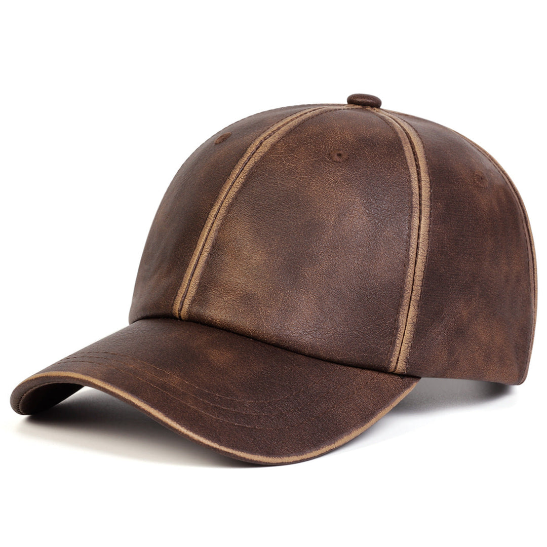 Genuine Leather Structured Baseball Cap Vintage Washed