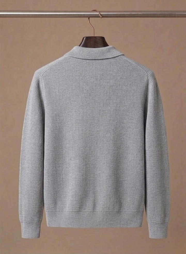 Full view of the men's relaxed-fit cardigan