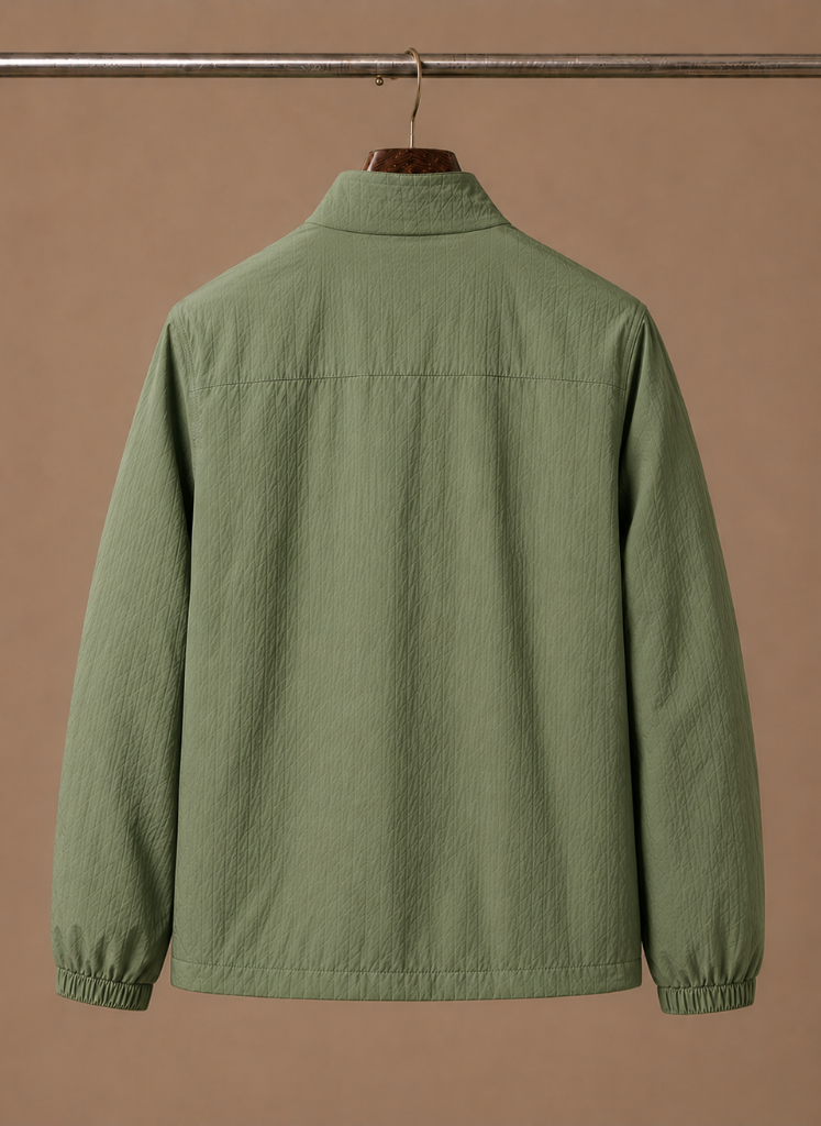 Detail of the bomber jacket's ribbed cuffs