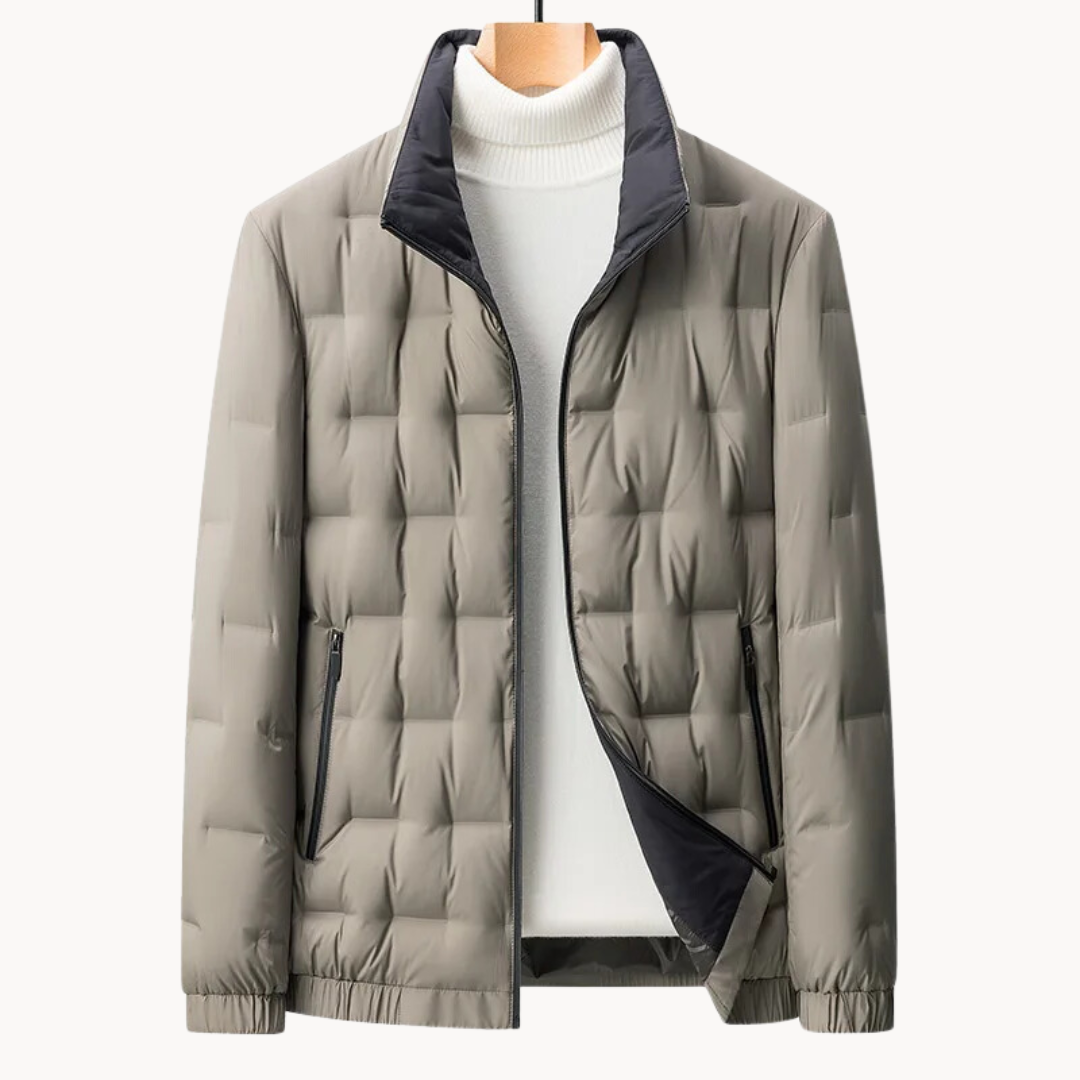 Full view of the men's lightweight relaxed-fit quilted jacket