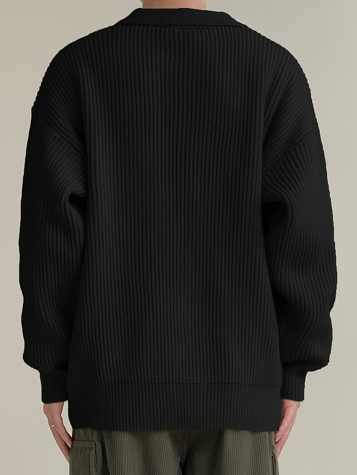 Front view highlighting the button placket of the cardigan
