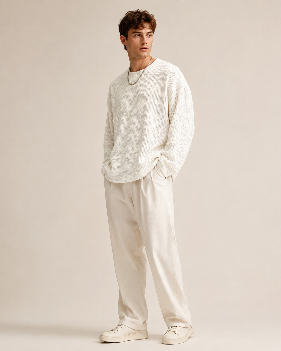 Back view of the relaxed fit men's pullover