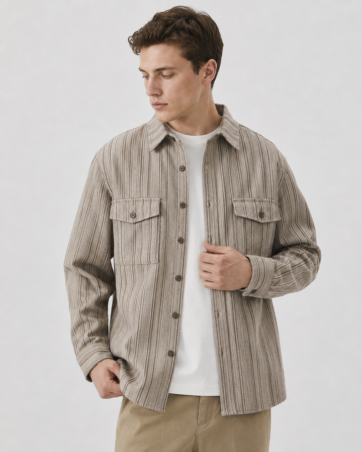 Men's textured cord overshirt with chest pockets