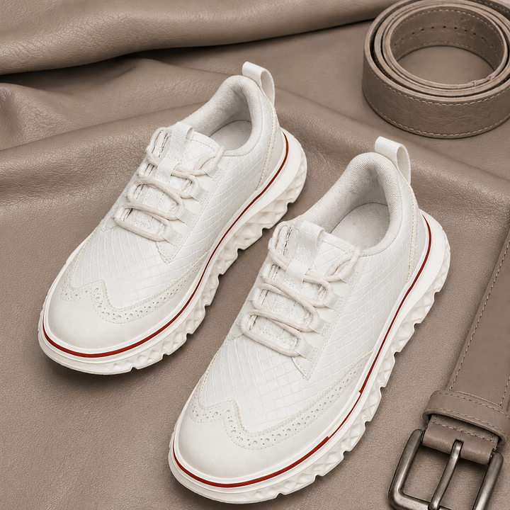 Side profile of men's textured smart casual sneakers