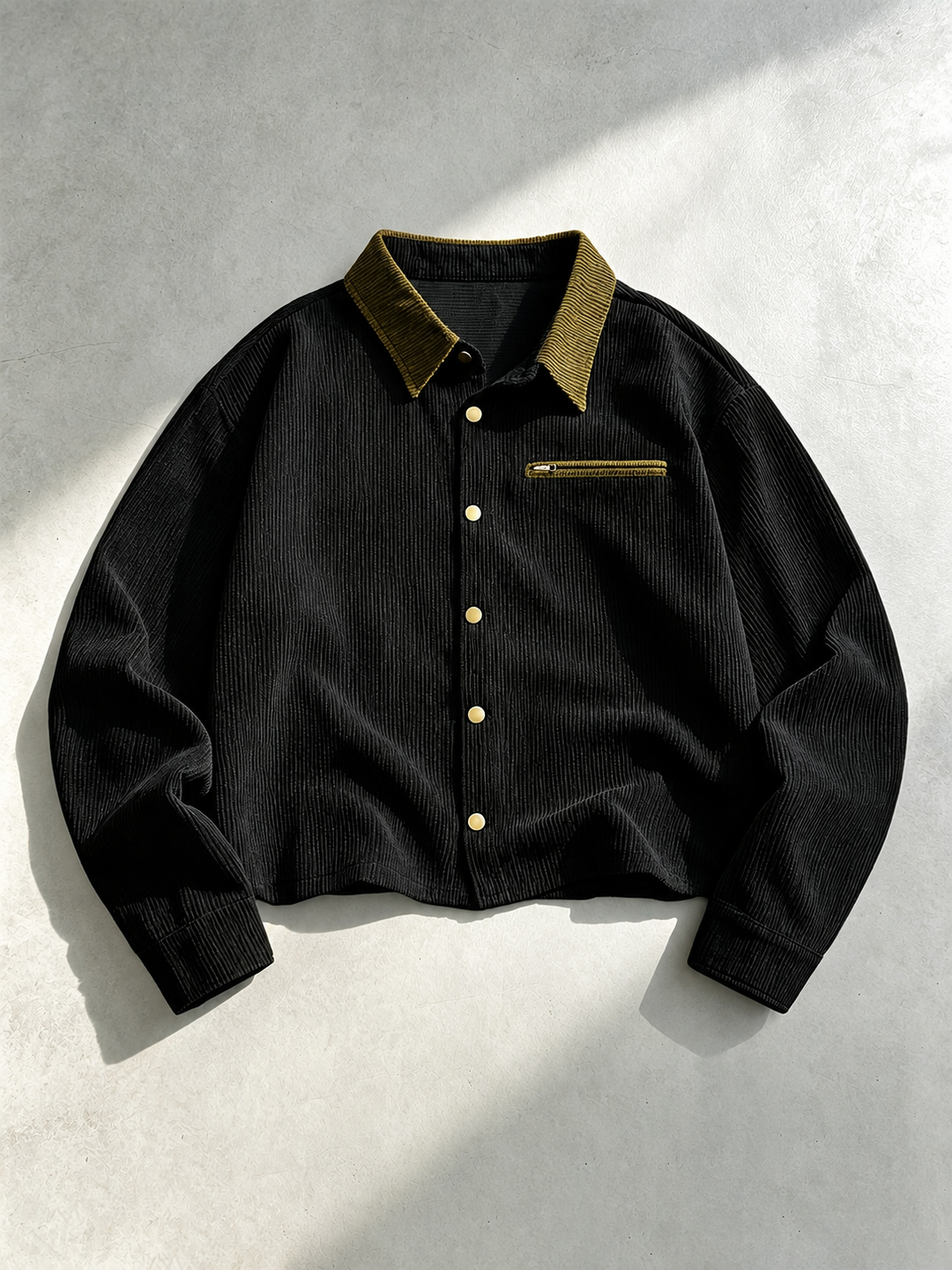 Men's Corduroy Shirt Jacket With Contrast Collar