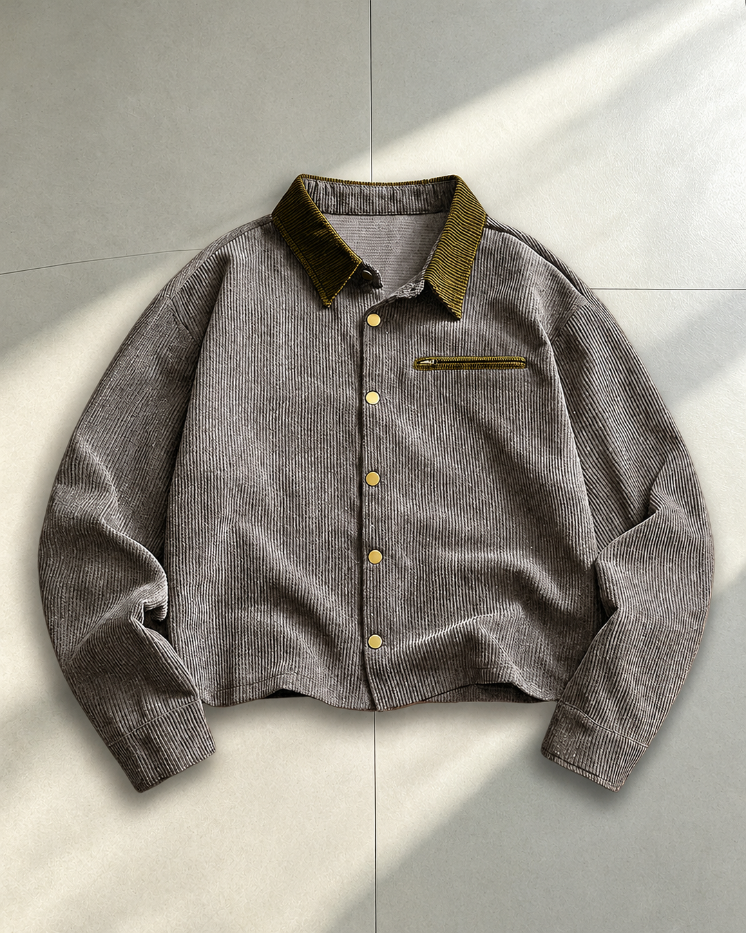 Men's Corduroy Shirt Jacket With Contrast Collar