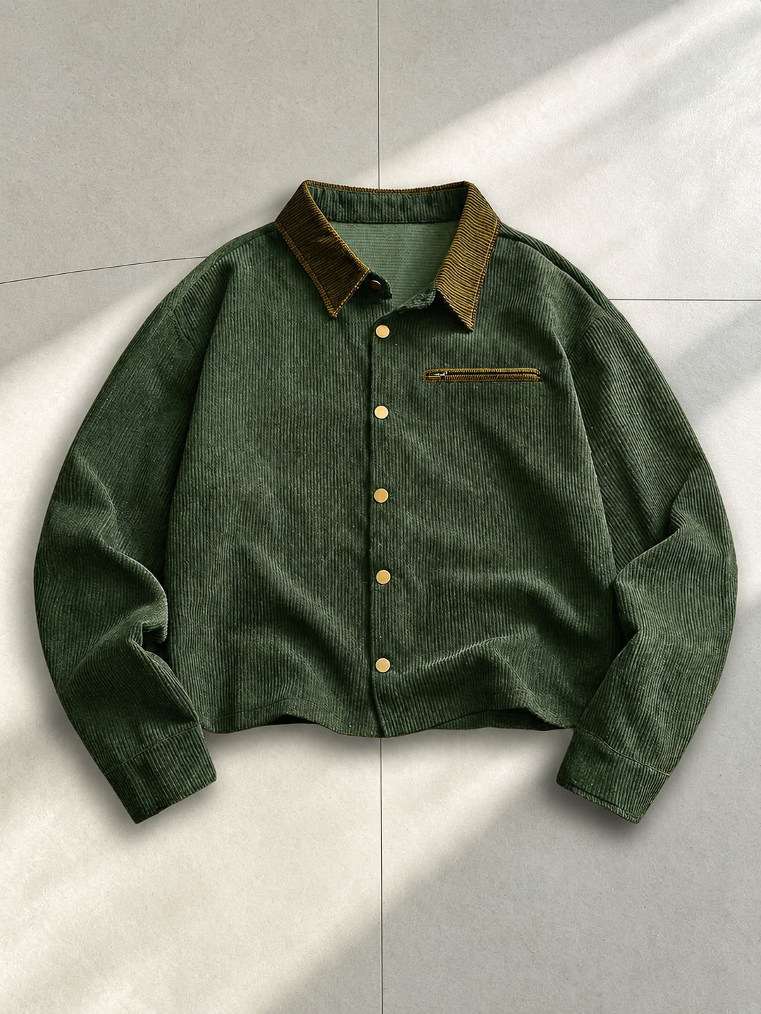 Men's Corduroy Shirt Jacket With Contrast Collar