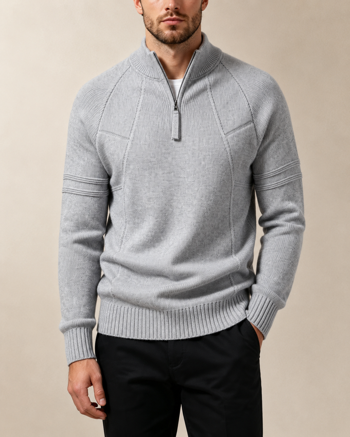 Men's Fitted Knit Zip Jumper