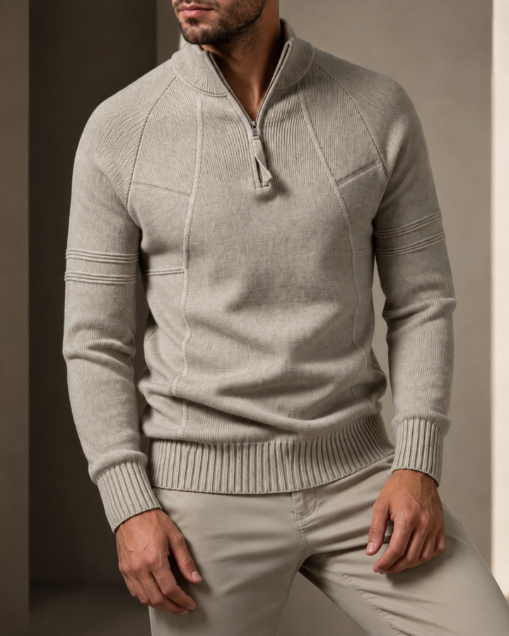 Men's Fitted Knit Zip Jumper
