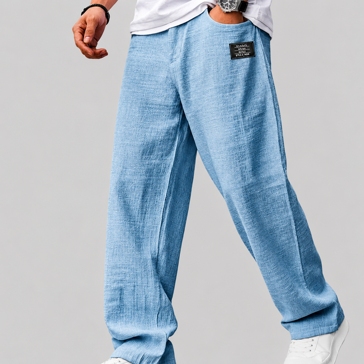 Men's Linen Relaxed-Fit Trousers Wide Leg