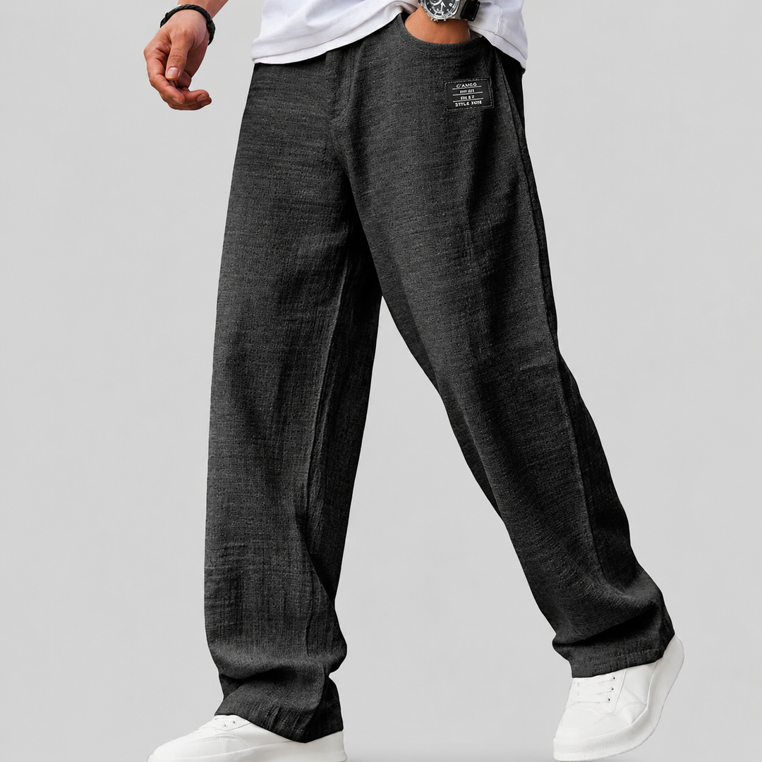 Men's Linen Relaxed-Fit Trousers Wide Leg