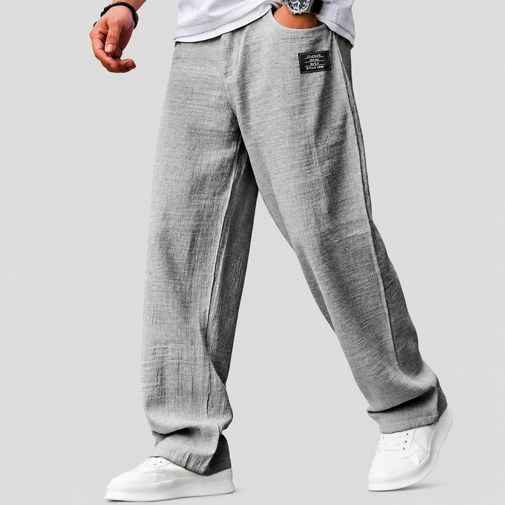 Men's Linen Relaxed-Fit Trousers Wide Leg