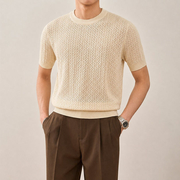Men's Textured Knit T Shirt Short Sleeve