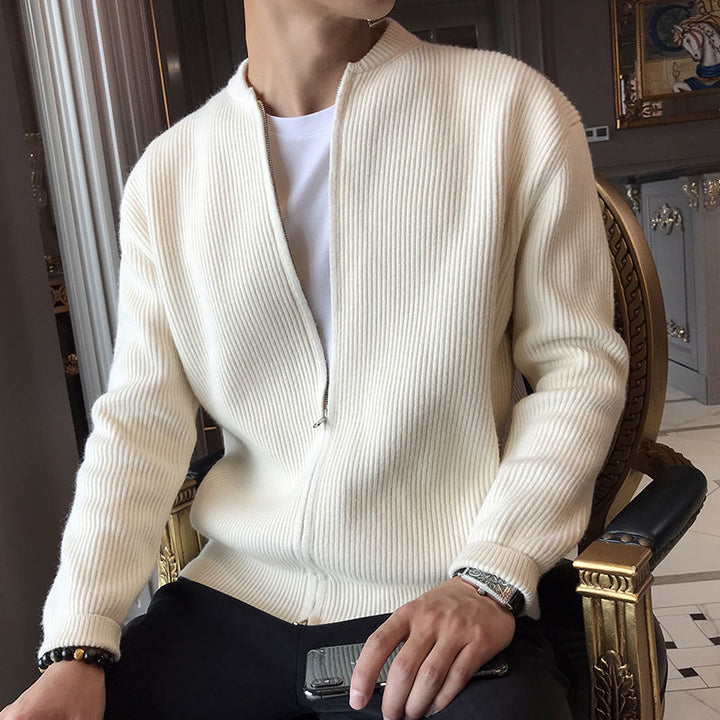 Men's soft warm knit cardigan shown from the front