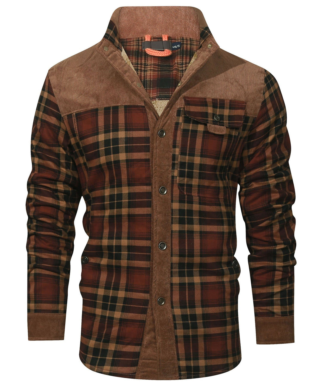 Men's Plaid Flannel Jacket Faux Fur Lined