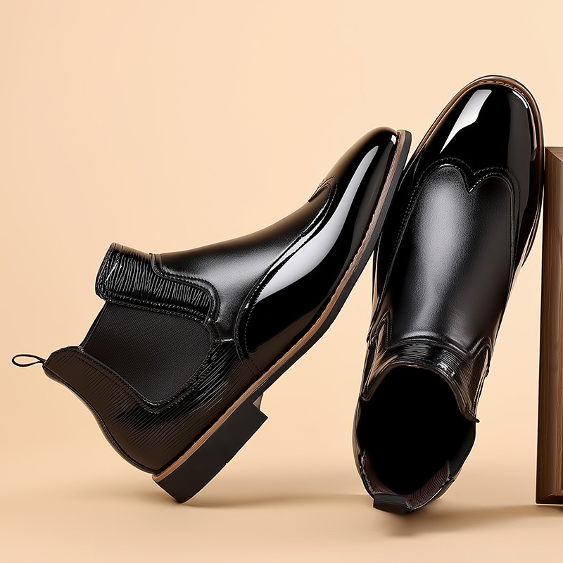 Men's Chelsea boots shown together to highlight their classic shape