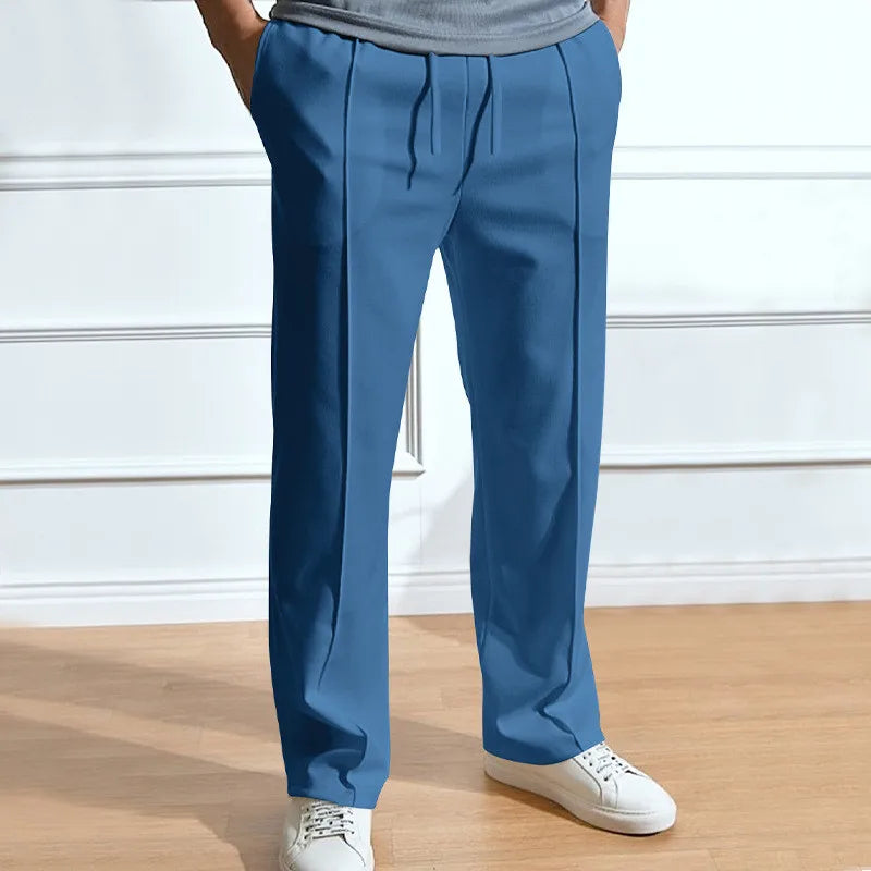 Men's slim fit flexible trousers shown from the front