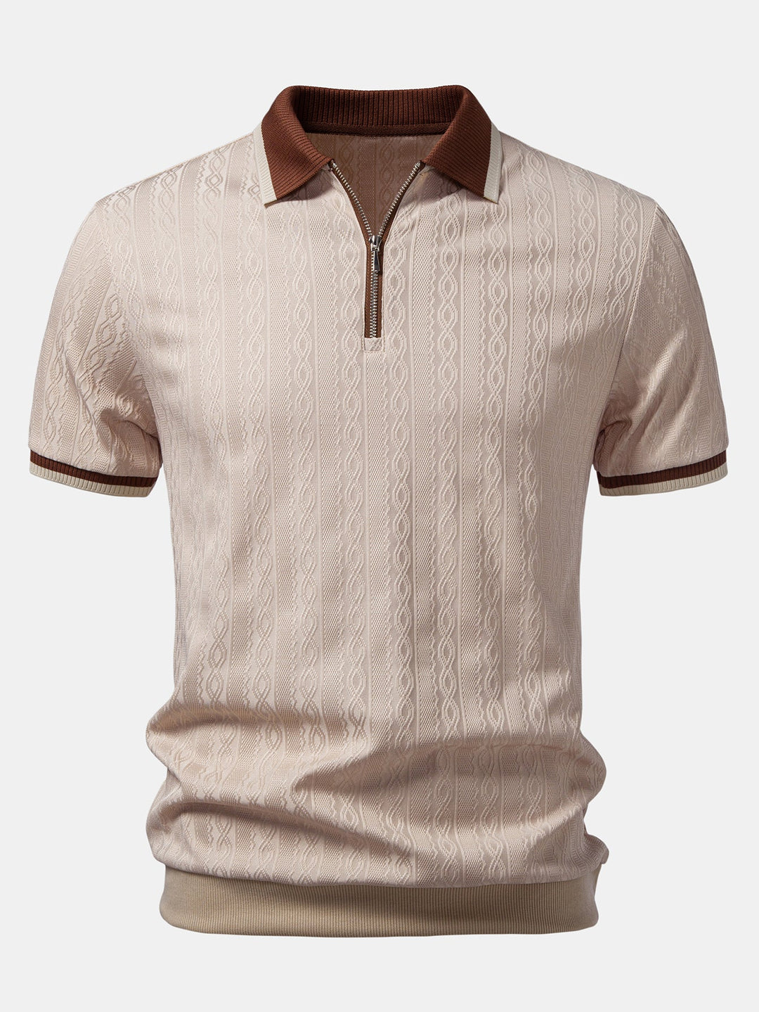 Men's Knitted Zip Polo Shirt Regular Fit