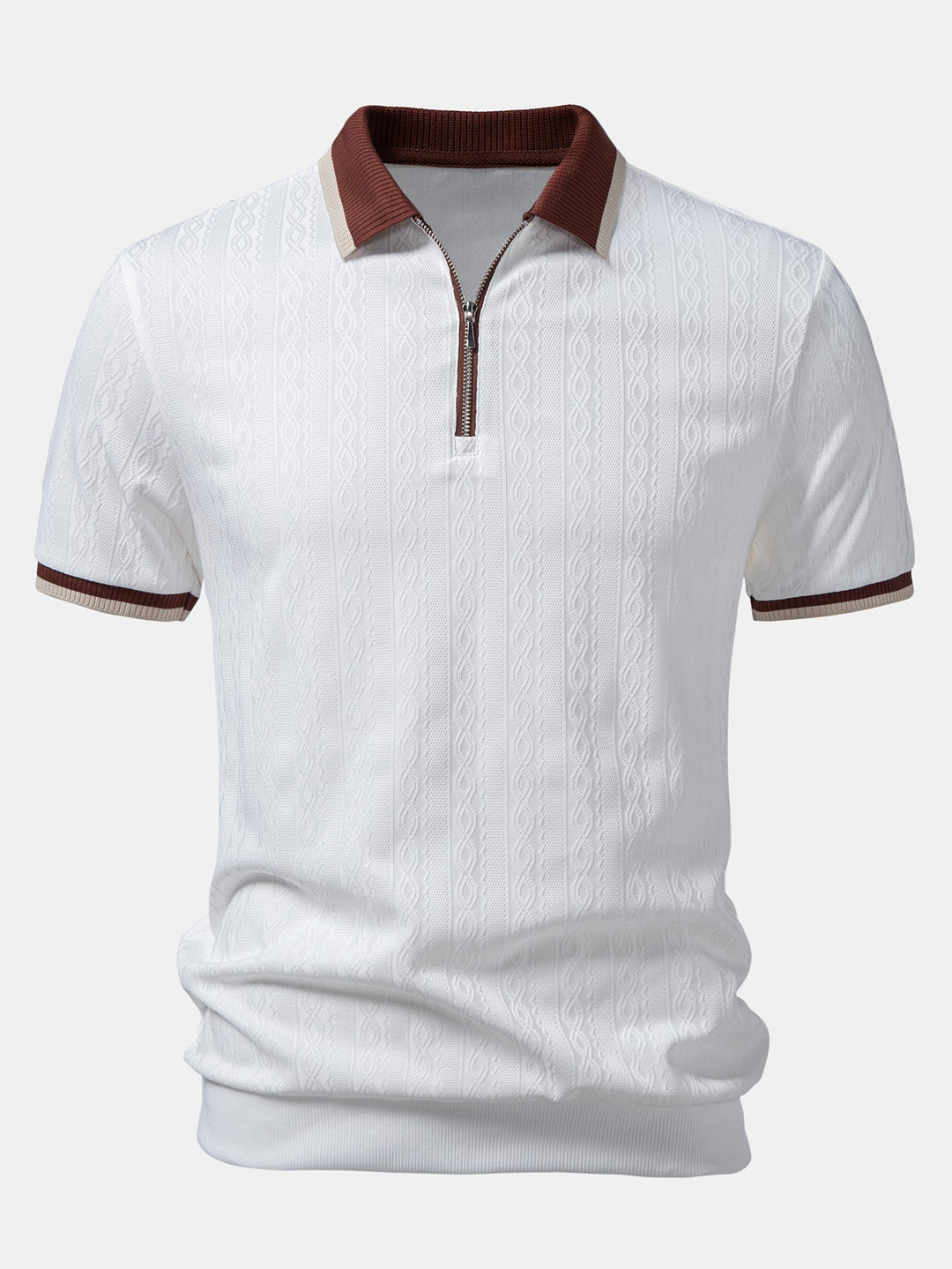 Men's Knitted Zip Polo Shirt Regular Fit