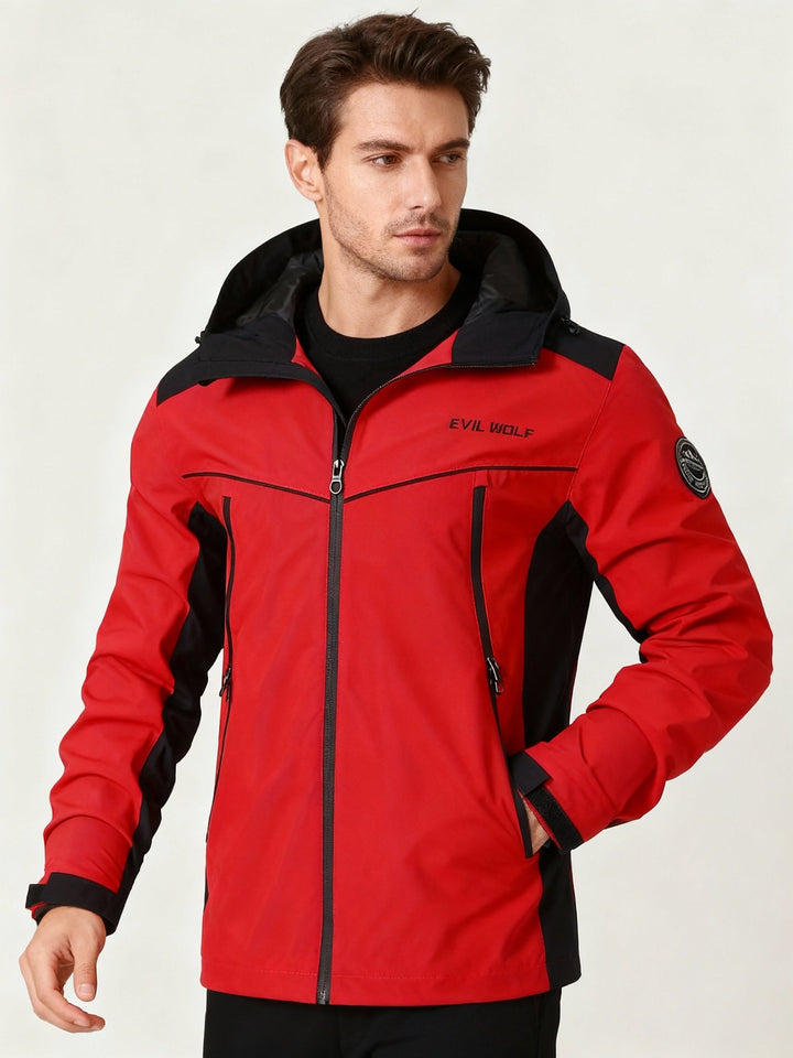 Women's outdoor jacket showing its water-resistant outer fabric