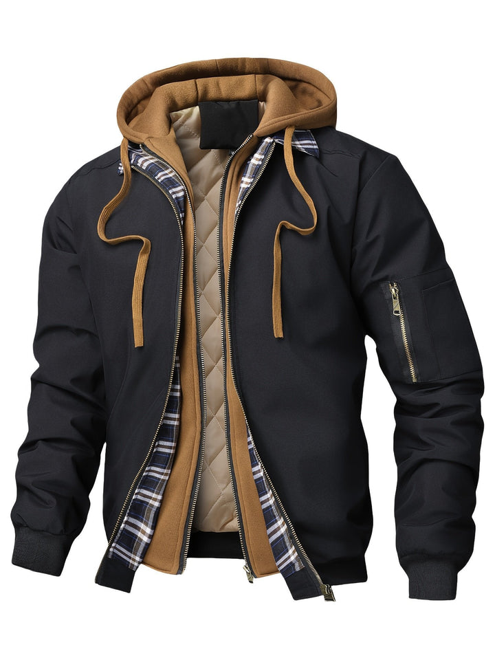 Side view of the men's hooded jacket
