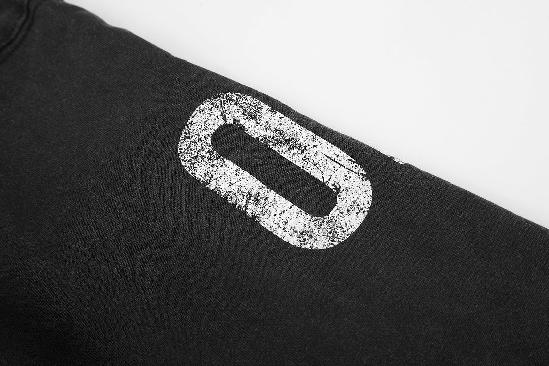 Sleeve and cuff detail on the men's zip-up hoodie