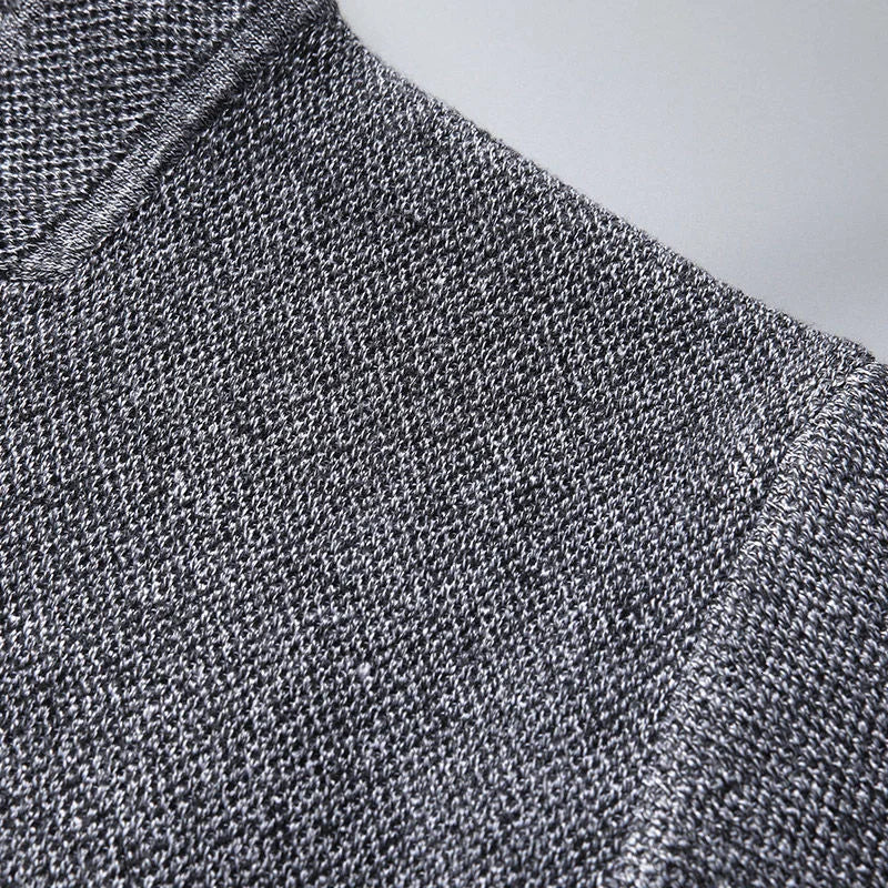 Men's textured knit cardigan styled as a smart-casual layering piece