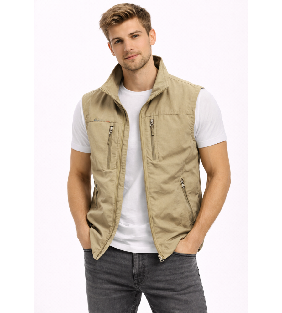 Men's outdoor gilet styled for casual outdoor wear