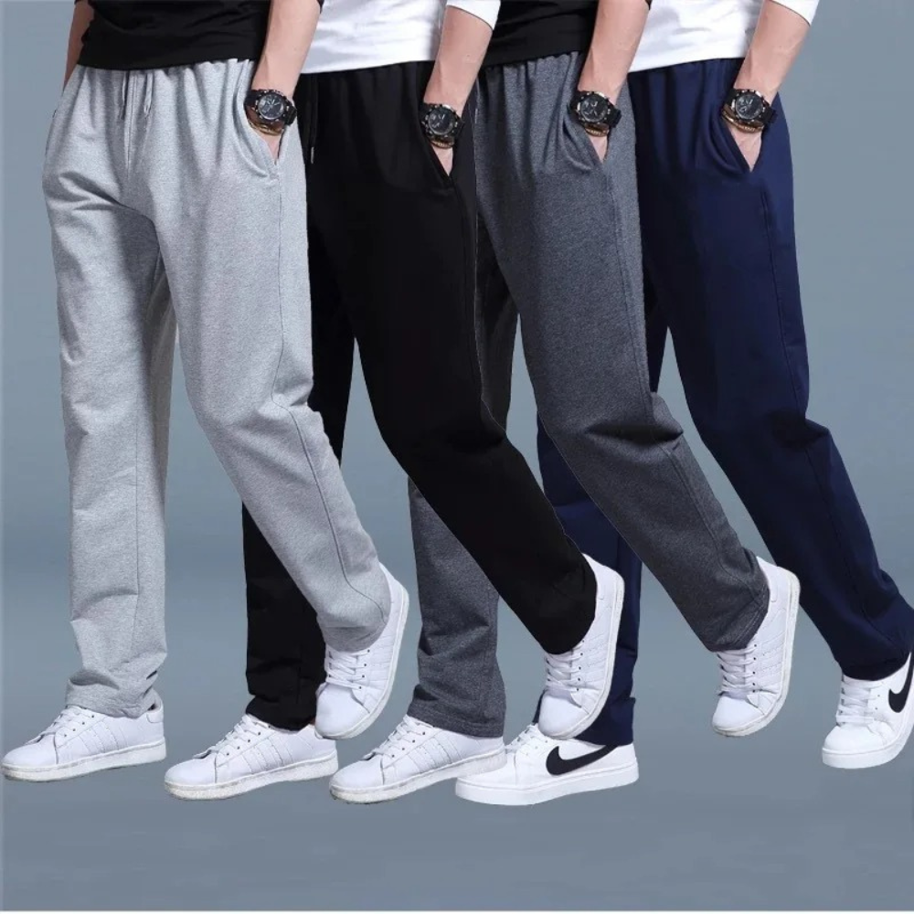 Full-length view of men's drawstring joggers