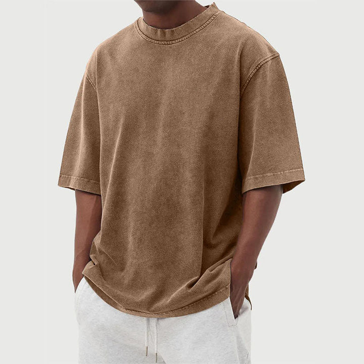 Close-up of the soft washed cotton T-shirt fabric