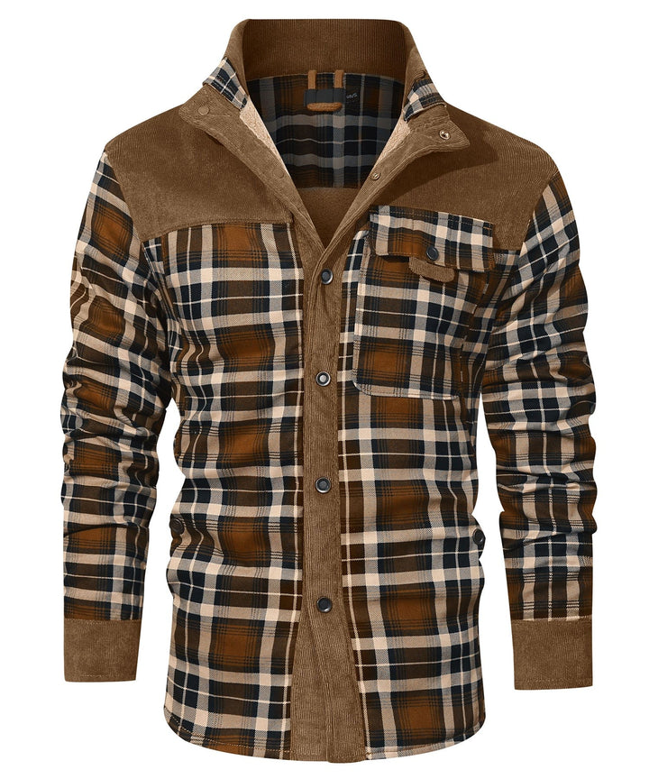 Men's Plaid Flannel Jacket Faux Fur Lined
