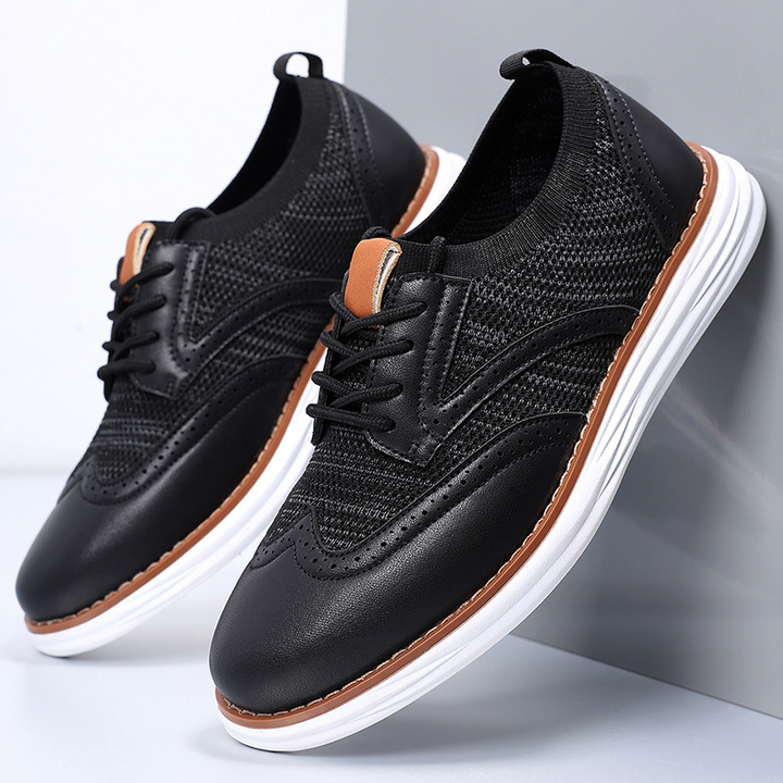 Men's Mesh Leather Trainers