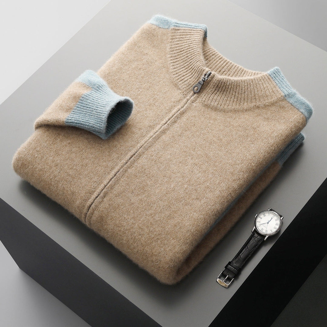 Men's jacket showing the front fastening and collar