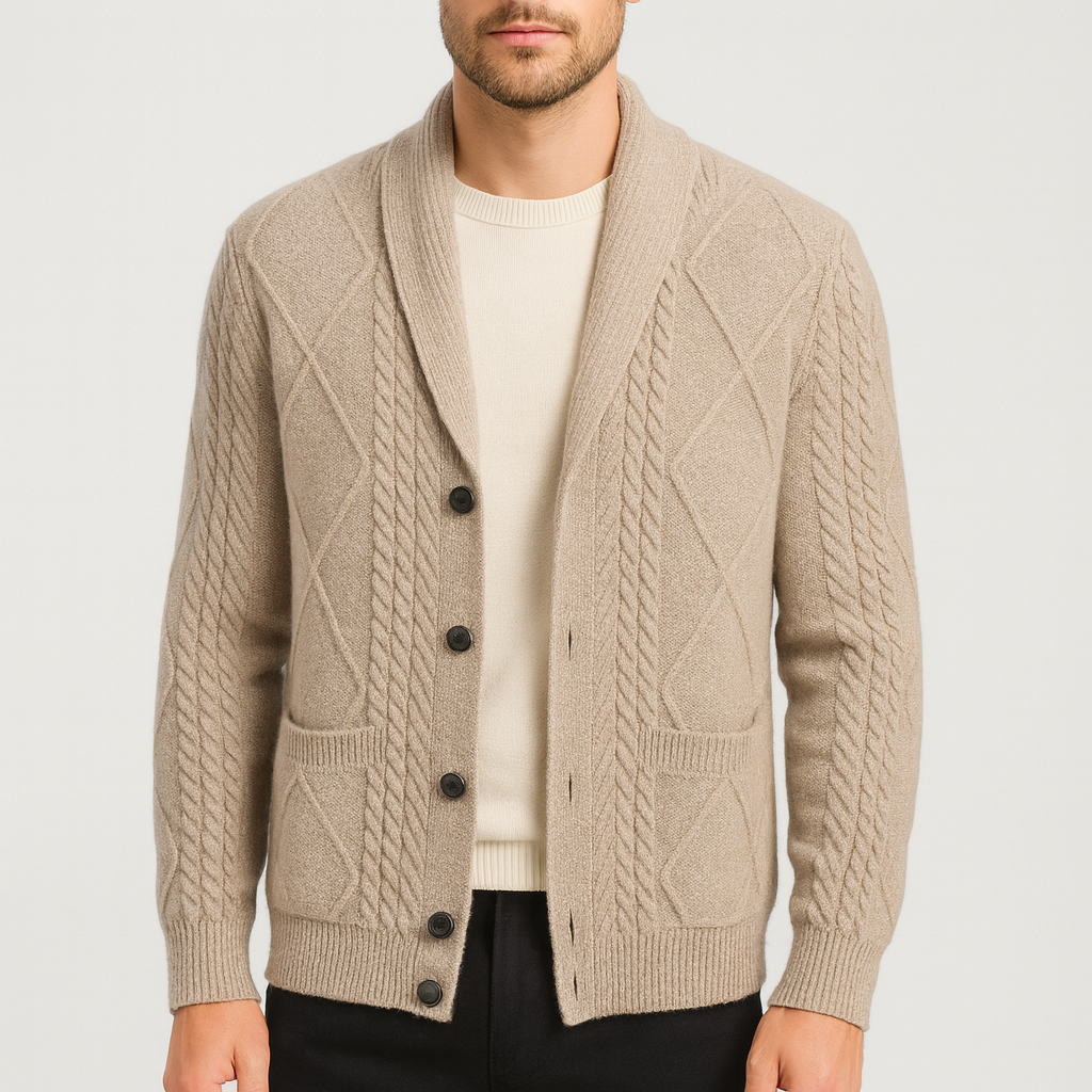 Men's Merino Wool Cardigan Classic Fit