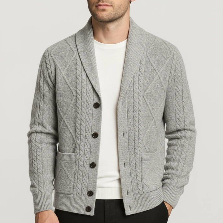 Men's classic-fit merino wool cardigan in a smart knit design